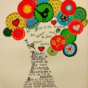 Canvas 16×12 Artwork The Lord's Prayer Wall Hanging  Painted Decor